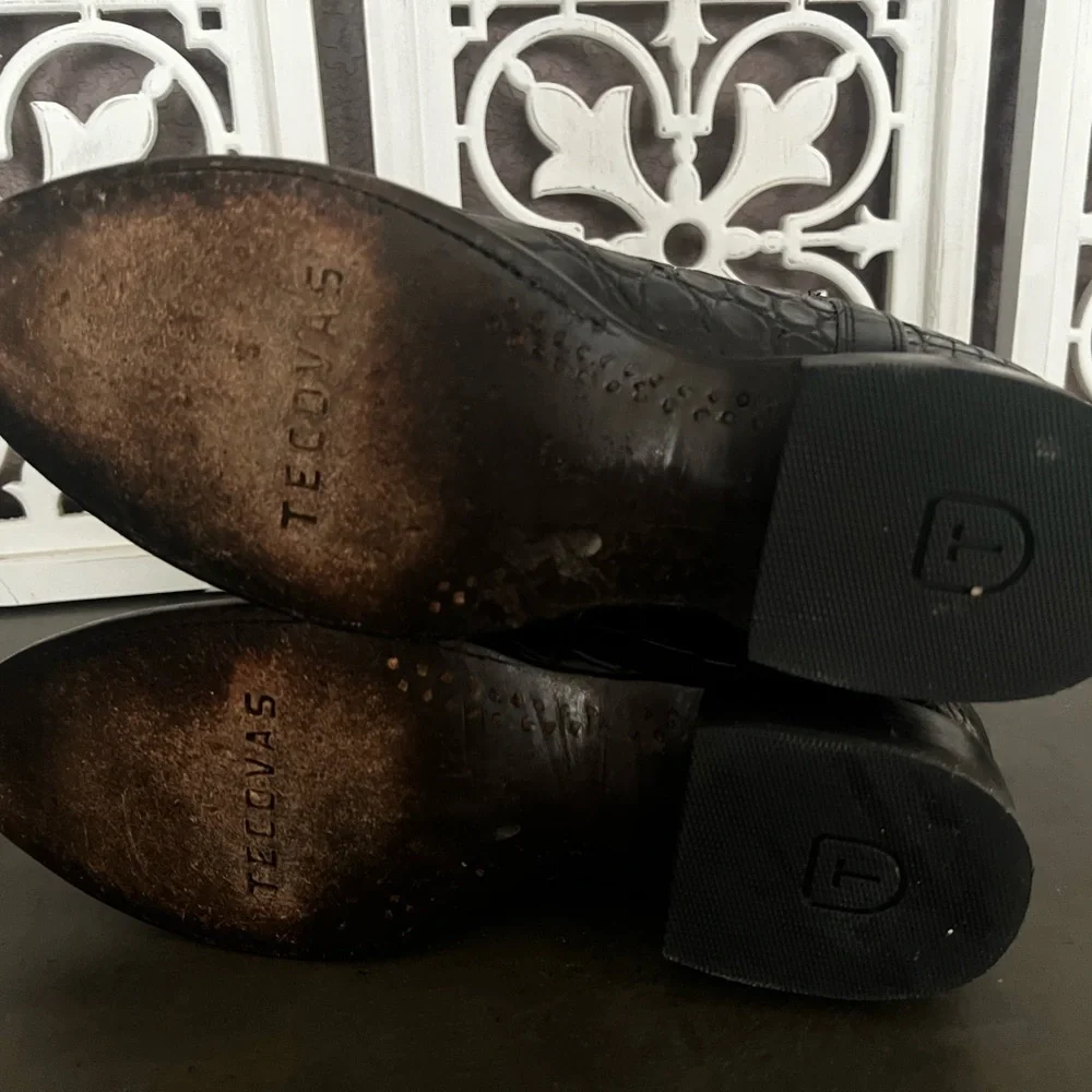 Men's Black Leather Western Boots - Picture 8 of 8